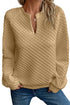 Split Neck Quilted Long Sleeve Top